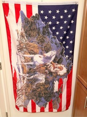 Patriotic Native American Horse Wall Flag - Red White Blue